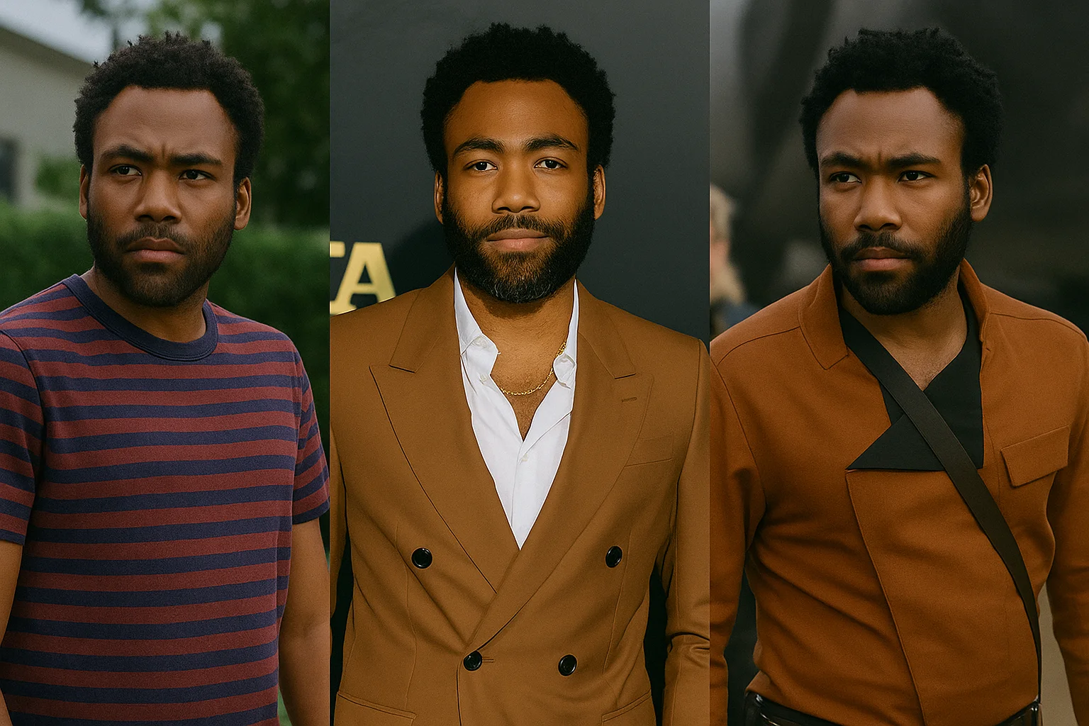 Donald Glover posing confidently at a Hollywood event, representing his multifaceted influence as an actor, writer, and musician.