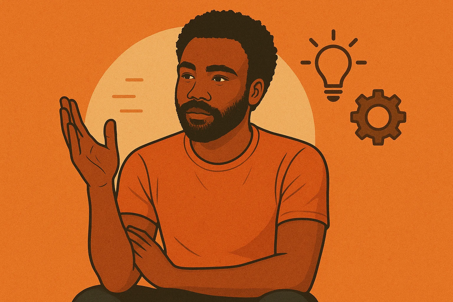 Donald Glover speaking or performing, symbolizing creativity, ambition, and artistic versatility